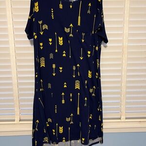 LuLaRoe Blue and Yellow Casual Dress